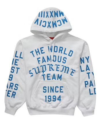 Supreme Team Flocked Hooded Sweatshirt