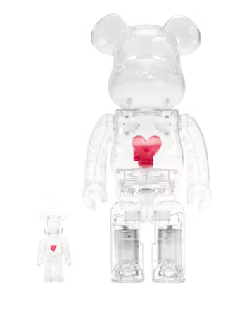 Bearbrick Emotionally Unavailable Heart 100% & 400% Set Clear