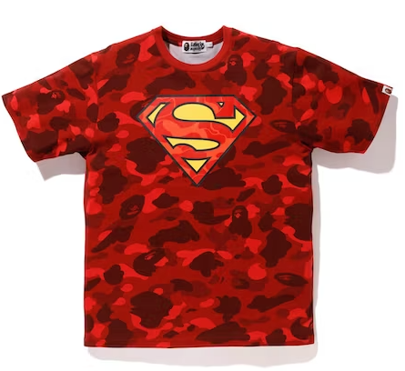 BAPE x DC Superman Color Camo Tee Red LARGE