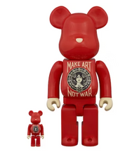 Load image into Gallery viewer, Bearbrick x Designer Con Shepard Fairey &quot;Make Art Not War&quot; Special Edition 100% &amp; 400% Set
