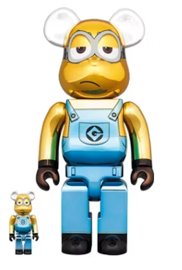 Bearbrick x Minions Kevin Chrome Ver. 100% & 400% Set