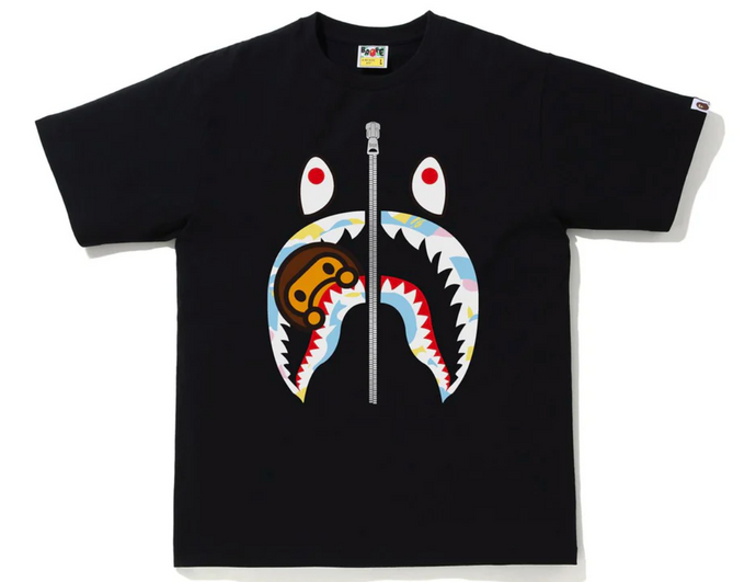 BAPE Multi Camo Milo Shark Tee Black - LG