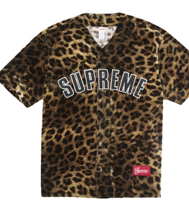 Supreme Velvet Baseball Jersey Leopard (Large)