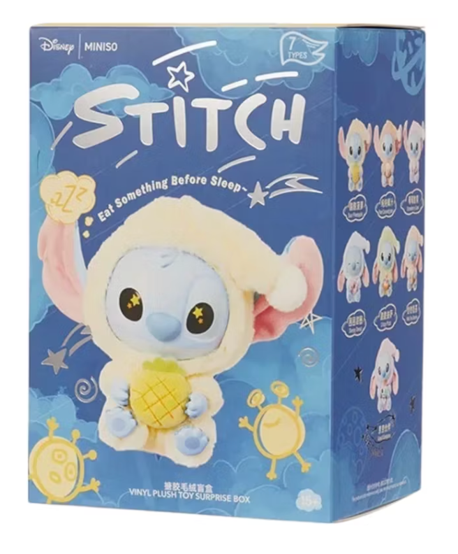 Miniso Top Toy Disney Stitch Eating Something Before Sleep Plush Keychain