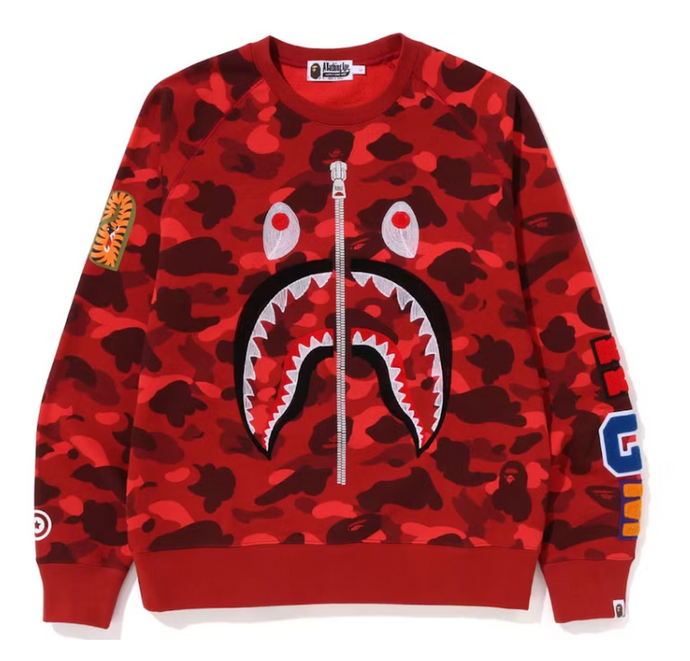 BAPE Color Camo Embroidery Shark Crewneck