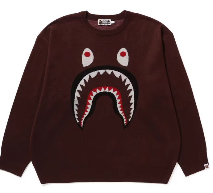 BAPE Shark Jacquard Knit Sweater Purple