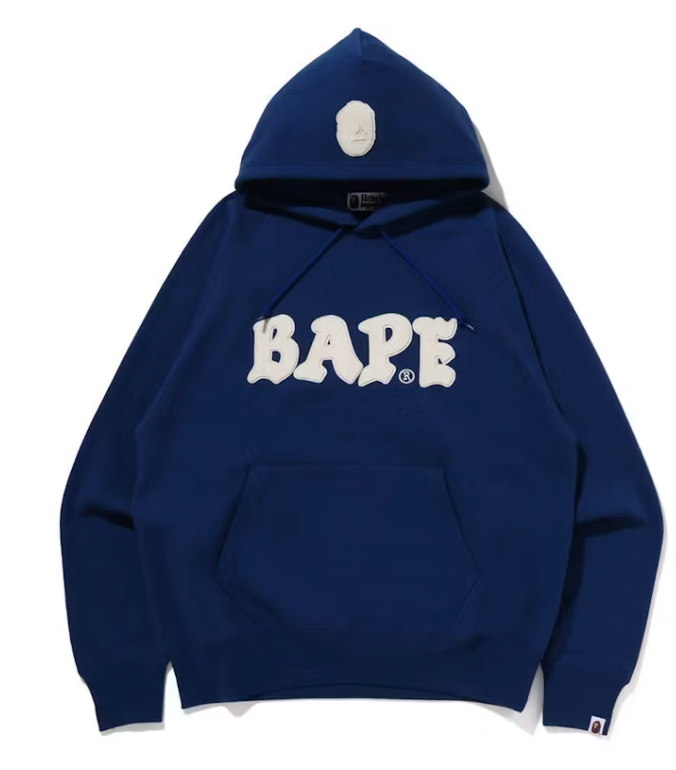 BAPE Logo Relaxed Fit Pullover Hoodie (FW22) Blue