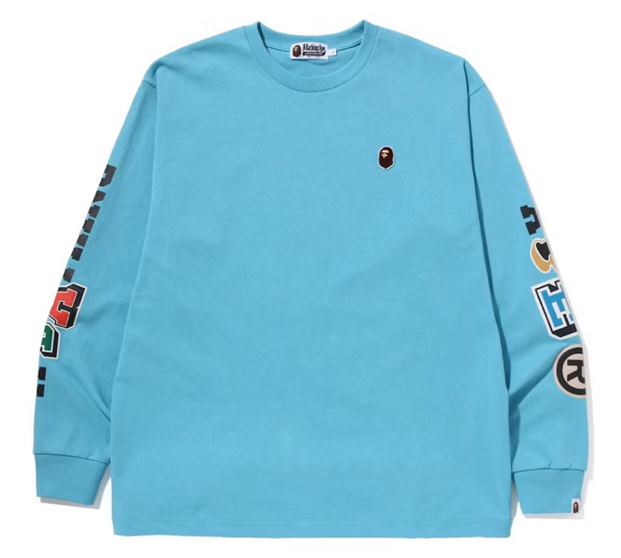 BAPE Multi Fonts Relaxed Fit Heavyweight L/S Tee Sax