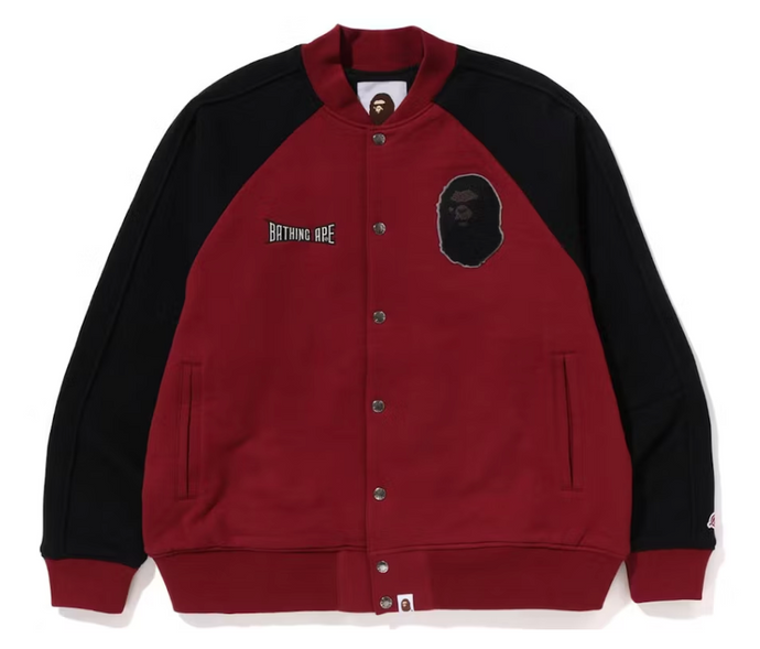 BAPE Sweat Varsity Jacket Burgundy