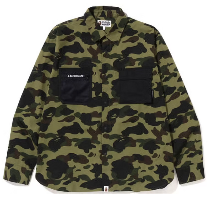 BAPE 1St Camo Outdoor Detail Pocket Relaxed Fit Shirt (FW22)Green