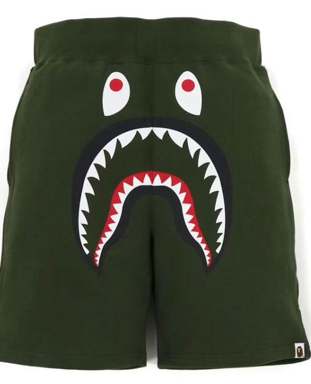 BAPE Shark Sweat Shorts (FW21) olive drab