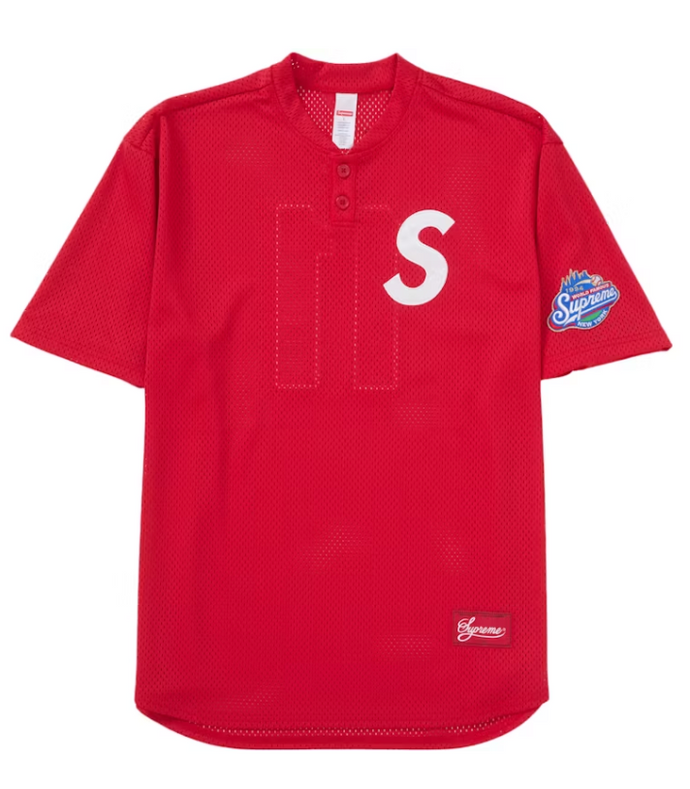 Supreme S Logo Baseball Henley (SS25)  RED