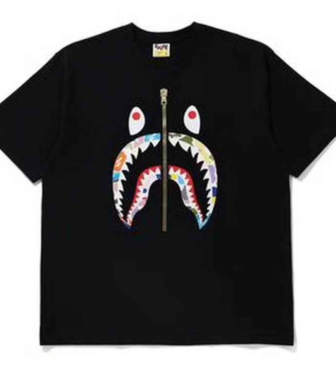 BAPE Multi Camo Shark Relaxed Tee      BLACK XLARGE