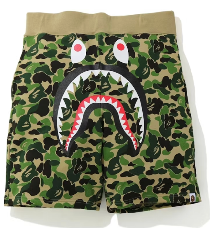 BAPE ABC Camo Shark Sweatshorts Green