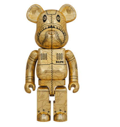 Bearbrick x BAPE x Hajime Sorayama Camo Shark 1000% Gold