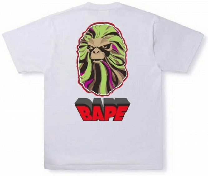 A BATHING APE Men's T-Shirt Psychedelic Art Atmosphere BAPE APE HEAD Motif Japan