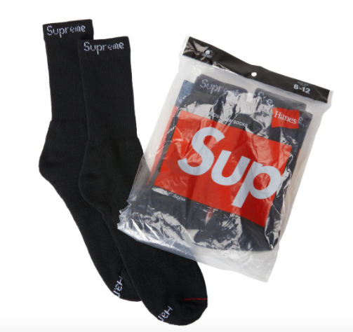 Supreme Hanes Socks (4 Pack) Black