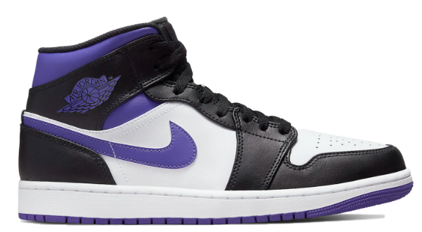 Jordan 1 Mid White Black Purple